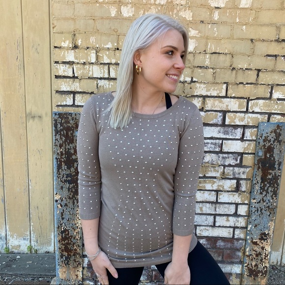 VILA Milano Neutral Studded Sweater - Picture 3 of 8